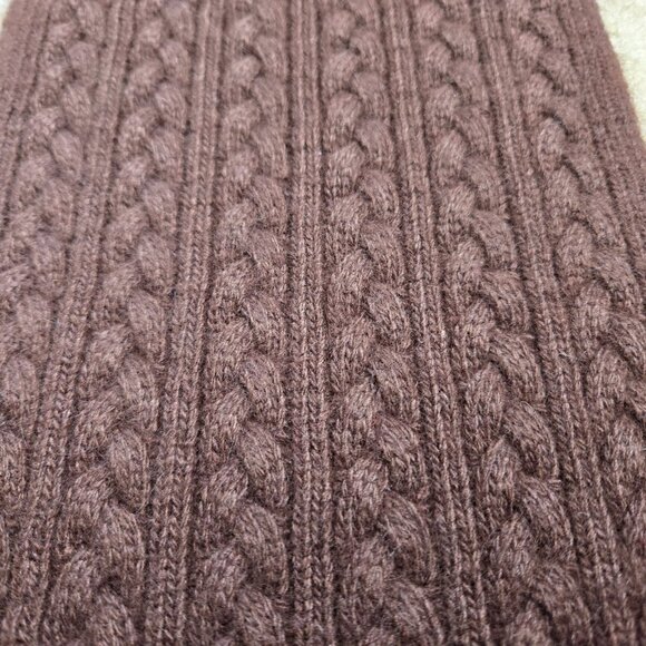 Brown Cashmere Cable Knit Scarf - Picture 4 of 15